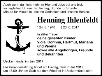 Traueranzeige von Henning Ihlenfeldt von Haff-Zeitung