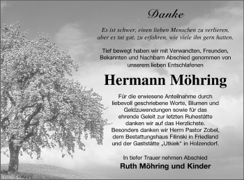 Traueranzeige von Hermann Möhring von Neubrandenburger Zeitung