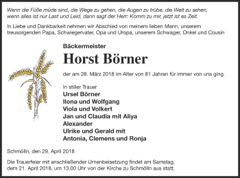 Traueranzeige von Horst Börner von Pasewalker Zeitung