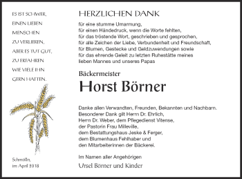 Traueranzeige von Horst Börner von Pasewalker Zeitung