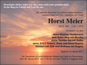 Traueranzeige von Horst Meier von Haff-Zeitung