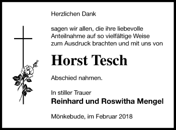 Traueranzeige von Horst Tesch von Haff-Zeitung