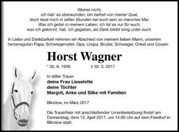 Traueranzeige von Horst Wagner von Prenzlauer Zeitung