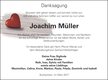 Traueranzeige von Joachim Müller von Prenzlauer Zeitung