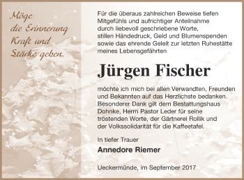 Traueranzeige von Jürgen Fischer von Haff-Zeitung