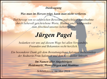 Traueranzeige von Jürgen Pagel von Pasewalker Zeitung