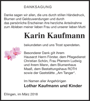 Traueranzeige von Karin Kaufmann von Prenzlauer Zeitung