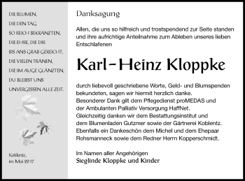 Traueranzeige von Karl-Heinz Kloppke von Pasewalker Zeitung