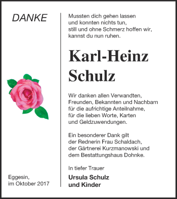 Traueranzeige von Karl-Heinz Schulz von Haff-Zeitung