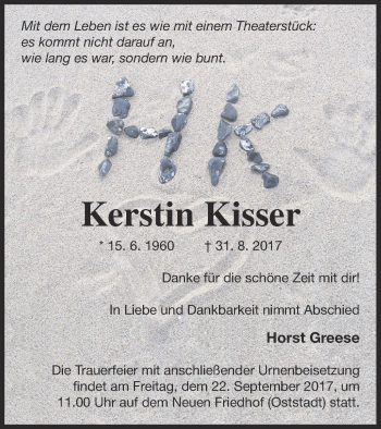 Traueranzeige von Kerstin Kisser von Neubrandenburger Zeitung