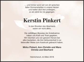 Traueranzeige von Kerstin Pinkert von Haff-Zeitung