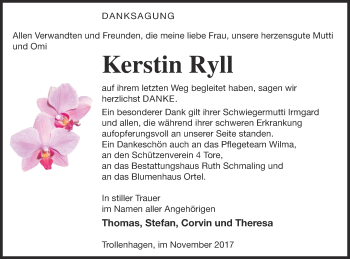 Traueranzeige von Kerstin Ryll von Neubrandenburger Zeitung