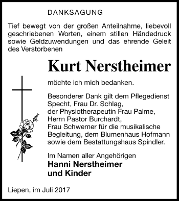 Traueranzeige von Kurt Nerstheimer von Mecklenburger Schweiz