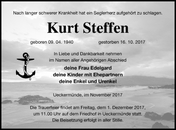 Traueranzeige von Kurt Steffen von Haff-Zeitung