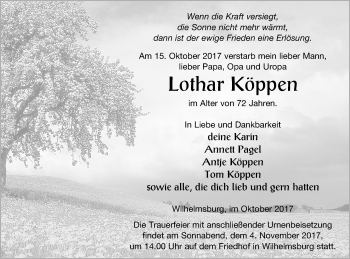 Traueranzeige von Lothar Köppen von Haff-Zeitung