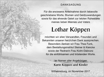 Traueranzeige von Lothar Köppen von Haff-Zeitung