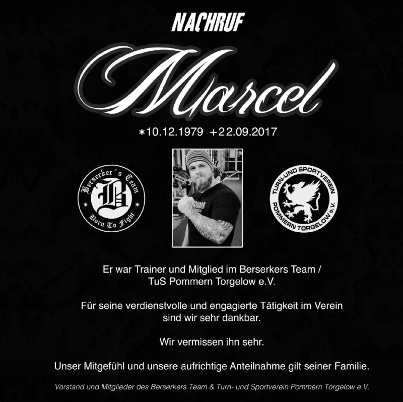  Traueranzeige für Marcel Hackbarth vom 20.10.2017 aus Haff-Zeitung