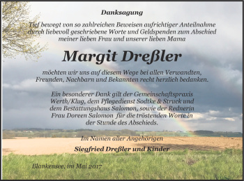 Traueranzeige von Margit Dreßler von Pasewalker Zeitung