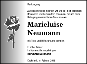 Traueranzeige von Marieluise Neumann von Templiner Zeitung