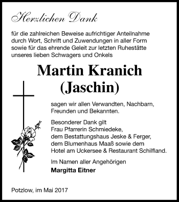 Traueranzeige von Martin Kranich von Prenzlauer Zeitung