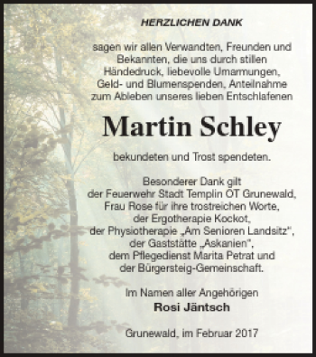 Traueranzeige von Martin Schley von Templiner Zeitung