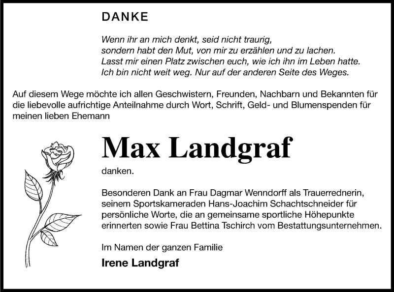  Traueranzeige für Max Landgraf vom 04.01.2018 aus Strelitzer Zeitung