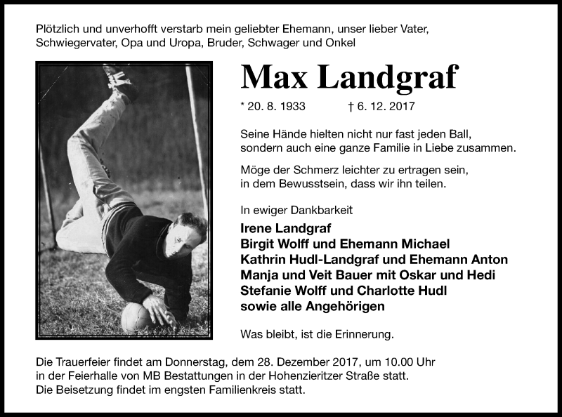  Traueranzeige für Max Landgraf vom 20.12.2017 aus Strelitzer Zeitung
