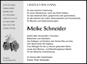 Traueranzeige von Meike Schneider von Müritz-Zeitung