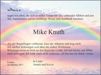 Traueranzeige von Mike Knuth von Vorpommern Kurier