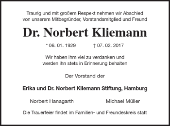 Traueranzeige von Norbert Kliemann von Prenzlauer Zeitung