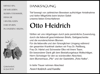 Traueranzeige von Otto Heidrich von Templiner Zeitung