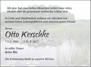 Traueranzeige von Otto Kerschke von Mecklenburger Schweiz