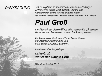 Traueranzeige von Paul Groß von Prenzlauer Zeitung