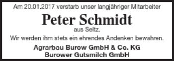 Traueranzeige von Peter Schmidt von Treptower Tageblatt