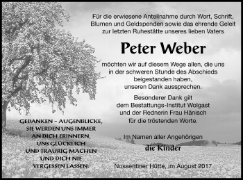 Traueranzeige von Peter Weber von Müritz-Zeitung