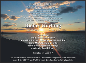 Traueranzeige von Rainer Heyking von Prenzlauer Zeitung