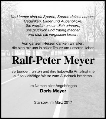 Traueranzeige von Ralf-Peter Meyer von Strelitzer Zeitung