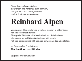 Traueranzeige von Reinhard Alpen von Haff-Zeitung