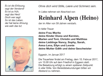 Traueranzeige von Reinhard Alpen von Haff-Zeitung