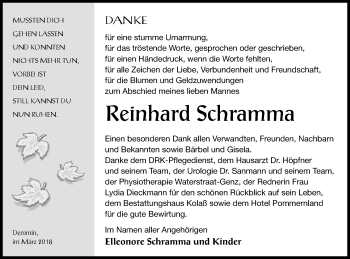 Traueranzeige von Reinhard Schramma von Demminer Zeitung