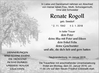 Traueranzeige von Renate Rogoll von Neubrandenburger Zeitung