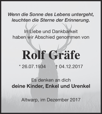 Traueranzeige von Rolf Gräfe von Haff-Zeitung