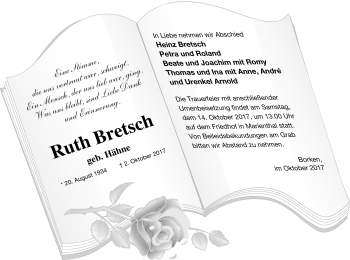 Traueranzeige von Ruth Bretsch von Pasewalker Zeitung