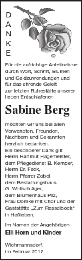 Traueranzeige von Sabine Berg von Templiner Zeitung