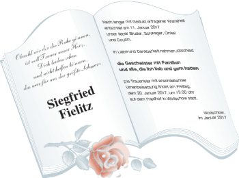 Traueranzeige von Siegfried Fielitz von Pasewalker Zeitung