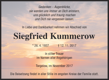 Traueranzeige von Siegfried Kummerow von Haff-Zeitung