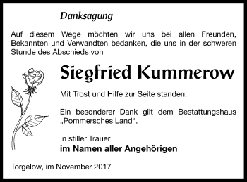 Traueranzeige von Siegfried Kummerow von Haff-Zeitung