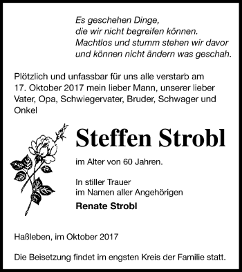 Traueranzeige von Steffen Strobl von Templiner Zeitung