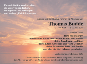 Traueranzeige von Thomas Bude von Haff-Zeitung