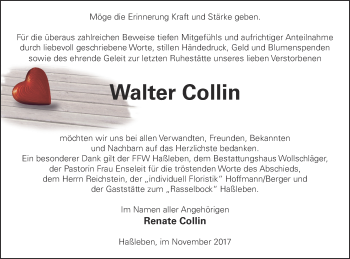 Traueranzeige von Walter Collin von Templiner Zeitung